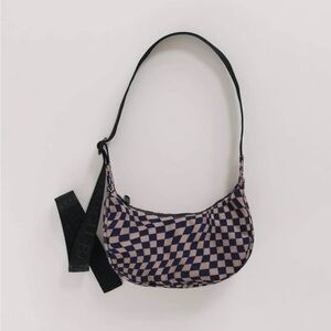 Baggu Indigo Trippy Checker Mini Crescent Bag
